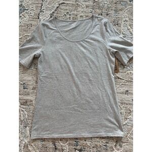 Duluth Trading Co Womens Size‎ M Short Sleeve Scoopneck Cotton T-Shirt Gray NWT